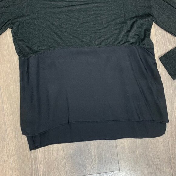 Aritzia Wilfred Blouse Top Long Sleeve Half Silk Mock neck Heathered Black XS - Picture 7 of 14